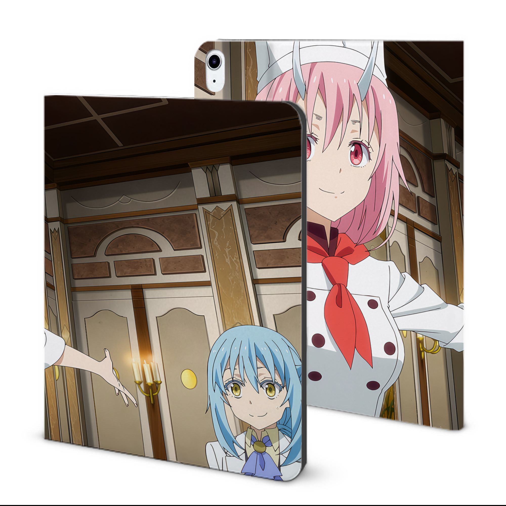 （画像用） 転スラ Regarding Reincarnated to Slime IPad ケース ブック型 PUレザー TPU 耐衝撃 軽量 薄型 ペン収納なし 全面保護 IPad 各モデル対応